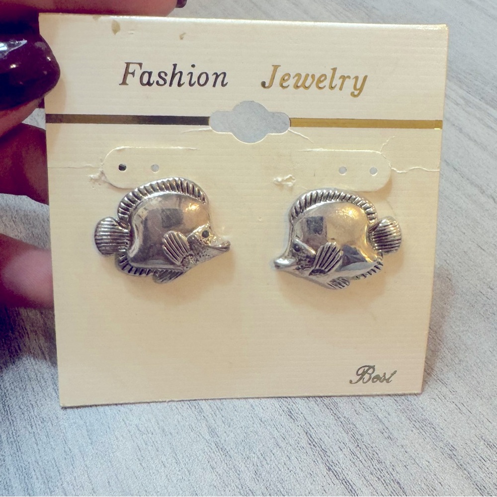 New with tags CLIP ON silver fish earrings fashion jewlery offers accepted